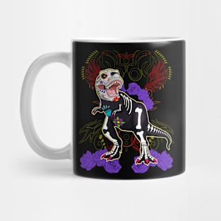 Day of Dead Sugar Skull T-Rex Halloween Dinosaur Mug